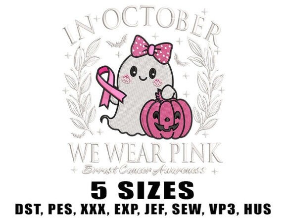 A Sweet & Spooky Breast Cancer Awareness Embroidery Design