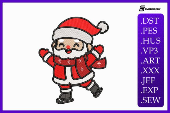 Festive Santa Skating Embroidery Design Review